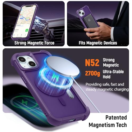 Coque iPhone 15 Plus et 14 Plus violette compatible MagSafe antichoc violet mat - 3
