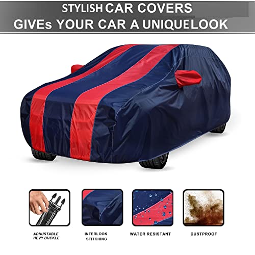 Image of Auto Hub Car Cover Compatible with Mahindra XUV 3XO with Mirror Pockets and Water Resistant, XUV3XO Car Cover, Navy-Red