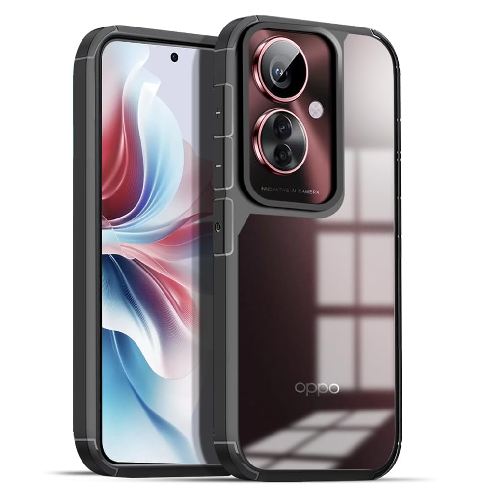 KARWAN®Back Cover |Shockproof Bumper Case | Full Camera Protection | Raised Edges | Super Soft Side TPU | Bumper Case for Oppo F25 Pro -Black