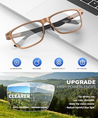 Image of ANYLUV Blue Light Glasses Men, Relieve Eyestrain and Eye Protection, Al-Mg Metal Computer Blue Light Blocking Glasses