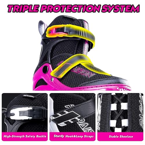 Image of PAPAISON Adjustable Inline Skates for Kids and Adults with Full Light Up Wheels, Outdoor Roller Skates for Girls and Boys, Men and Women
