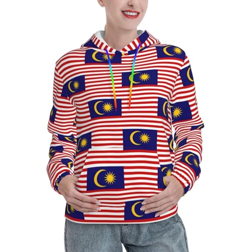 Sweat à capuche Malaisie femme tendance avec imprimé drapeau vêtement graphique chaud automne