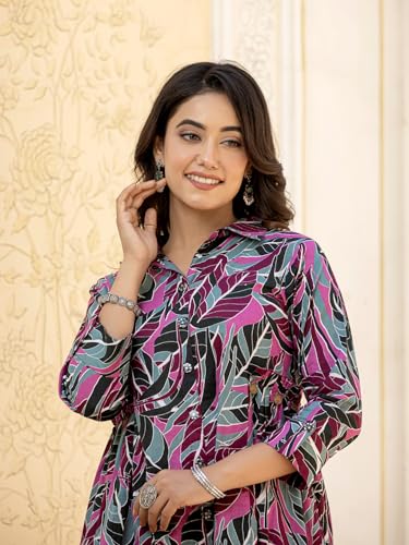 Image of YUFTA Blue Cotton Striped Print Co-ord set (1920CRDBL )