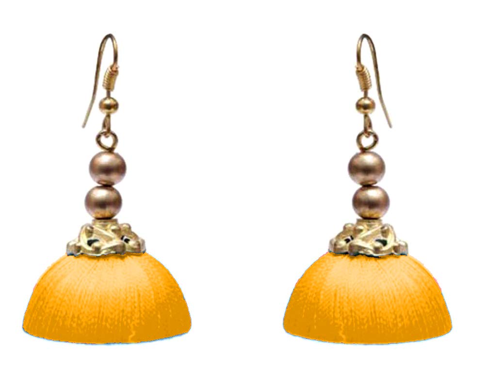 Share 74+ yellow silk thread earrings best 3tdesign.edu.vn