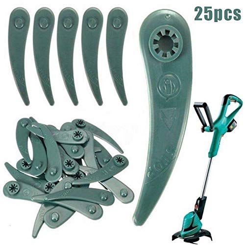 N/C Grass Trimmers,25PCS Plastic Trimmer Replacement Blades, Grass Mower Blade Universal Outdoor Brush Cutter Strimmer Head Blades for Bosch Art 26-18Li Art 23-18 Li Trimmer