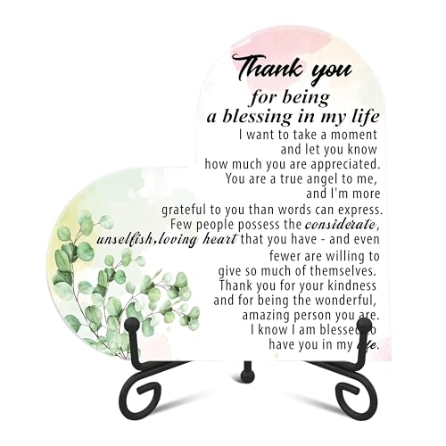 Regalos de agradecimiento para mujeres y hombres, Thank You for Being a Blessing in My Life, placa de corazón acrílico con soporte para decoración de escritorio, regalos de agradecimiento para Regalos de agradecimiento para mujeres y hombres, Thank You for Being a Blessing in My Life, placa de corazón acrílico con soporte para decoración de escritorio, regalos de agradecimiento para