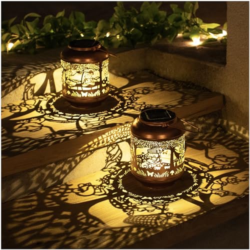 2 Pack Frog Solar Lanterns Outdoor Waterproof,Hanging Solar Lights Frog Gifts for Women Men Metal LED Decorative Light for Yard,Patio,Lawn,Tabletop,Pathway,Landscape,Garden Decor