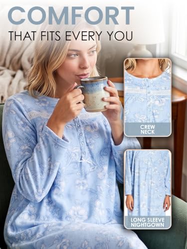 Image of Casual Nights Women's Cozy Long Sleeve Fleece Nightgown