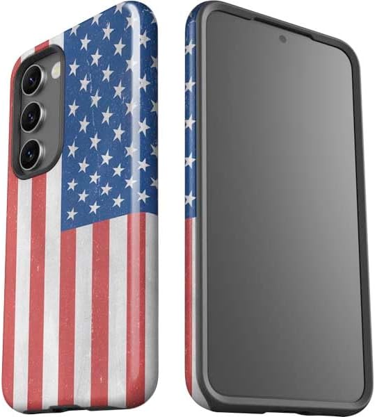 Skinit Pro Phone Case Compatible with Galaxy S23 - American Flag Distressed Design