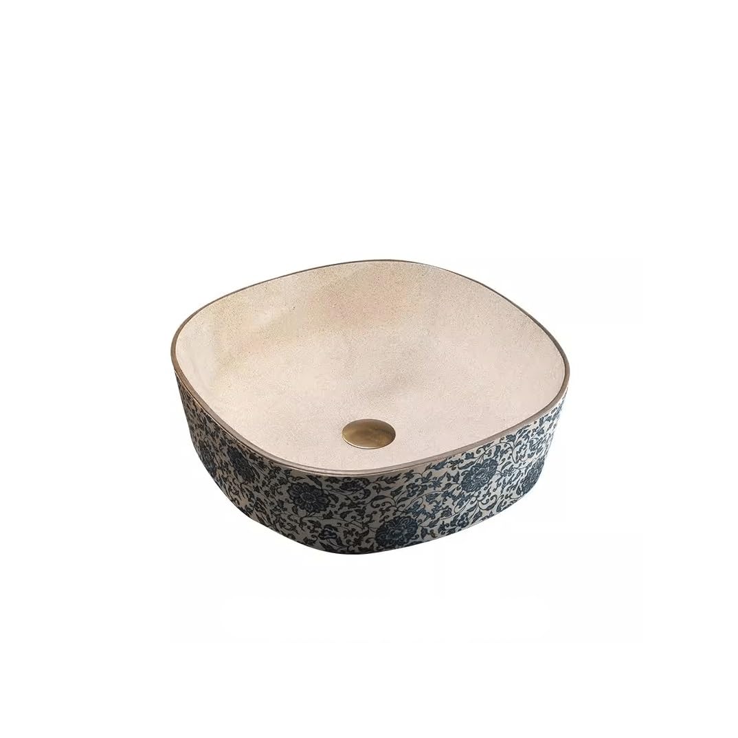 WDSOPK Sink Vessel Balcony Wash Basin B&B Retro Above Table Household Ceramic Sink,One Color-A
