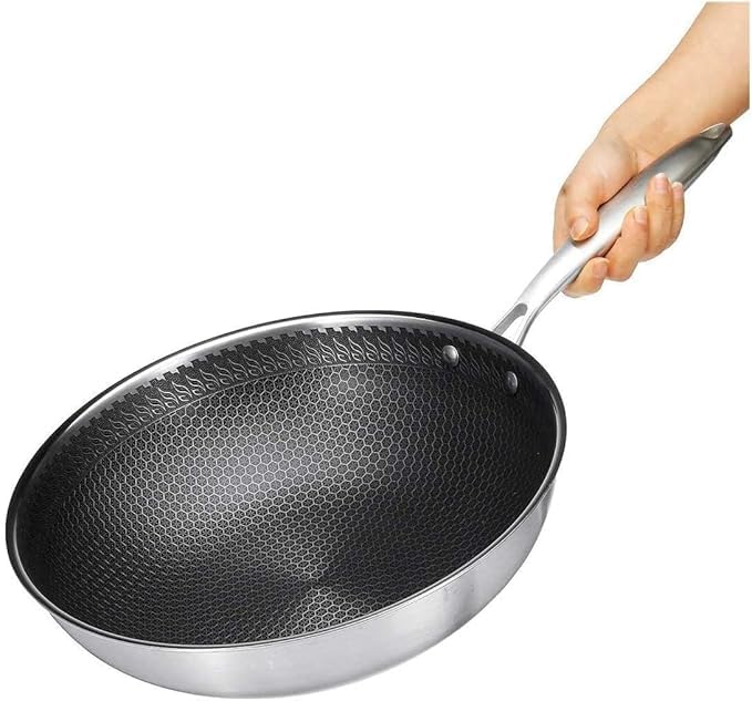 Honeycomb Frying Pan Non-Stick Pan with Stainless Steel Stay-Cook Handle Finish Compatible with All Cooktops, Dishwasher & Oven Safe 20 cm