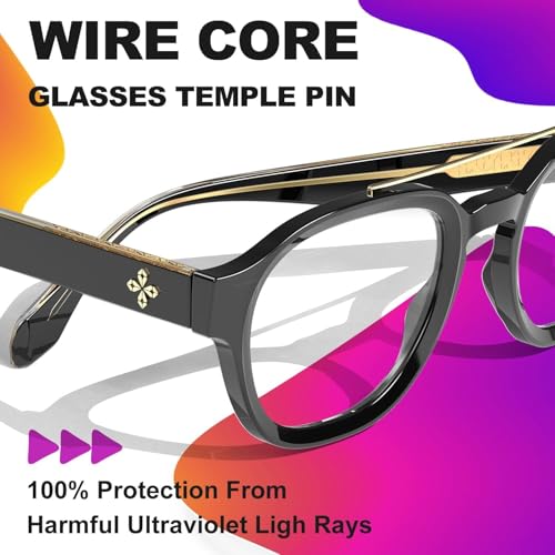Image of VISOONE Retro Round Anti Eyestrain Metal Medium Eyewear Blue Light Blocking Glasses for Computer Gaming Women Man SANFORD