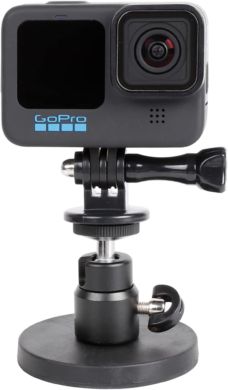 Magnet Camera Mount for GoPro Insta360 Akaso DJI Action,with Rotation Ball Head Super Strong Rubber Coating Neodymium Magnet for Car, Attaches to Steel or Other Magnetic Surfaces