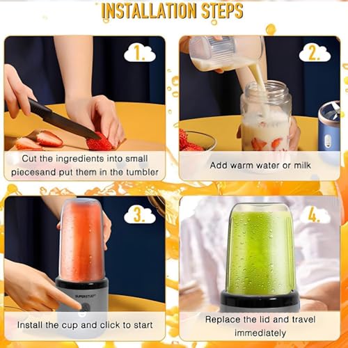Image of DDN R Portable Blender Mixer Juicer for Home | Mini Blender for Smoothies & Juices | 2-Jar Capacity (400ml*2) | 40 Watts Fruit Mixers 1500 Mah USB Rechargeable Battery | Auto Stop 40 Seconds |
