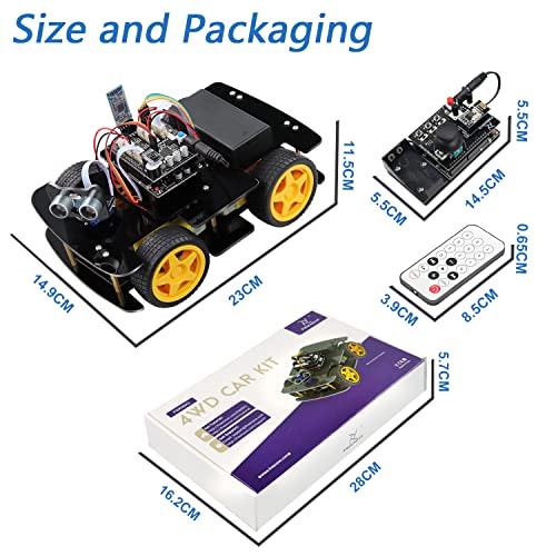 Freenove 4Wd Car Kit With Rf Remote (Compatible With Arduino Ide), Line Tracking, Obstacle Avoidance, Ultrasonic Sensor, Ir Wireless Remote Control Servo #TOP6