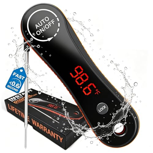 Digital Meat Thermometer for Food Cooking, Paysean 0.5s Instant Read ±0.5℉ with Auto-Rotating Backlit Display, IP67 Waterproof for Kithchen, Grilling, BBQ, Liquid, Gift for him