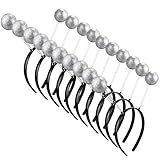 jiebor Martians Antenna Headband, 10pcs Glitter Ball Head Boppers Alien Headband for Halloween Party Costume Accessory Silver