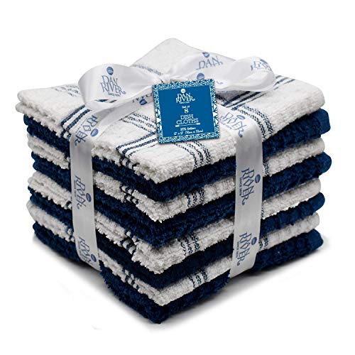 Dan RIVER 100% Cotton Dish Cloth|Dish Towel Sets for Kitchen|Dish Drying Cloth |Kitchen Hand Towel |Absorbent Dish Towels|Ultra Soft Cotton Dish Cloth|Blue Opal Dish Cloth|400 GSM|12x12 in|Pack of 8