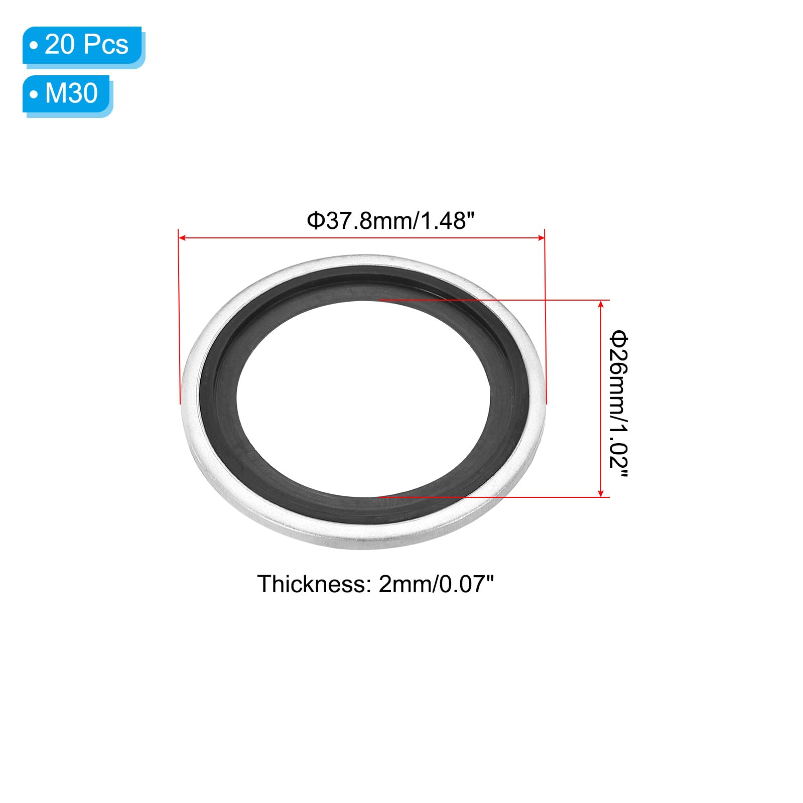 PATIKIL M30 Self-Centered Bonded Sealing Gasket - Image 2