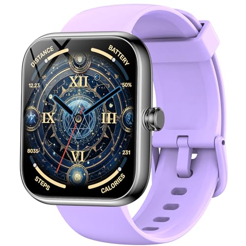 BOOOMIC Smart Watch with Bluetooth Notifications/Calls, 1.83' HD Touchscreen, 24/7 Heart Rate & Sleep Monitor, IP68 Waterproof, 120+ Sport Modes, for iPhone Android iOS (Purple)