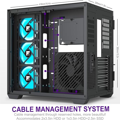 FOIFKIN PC Case - Pre-Installed 6 PWM ARGB Fan, ATX Mid-Tower