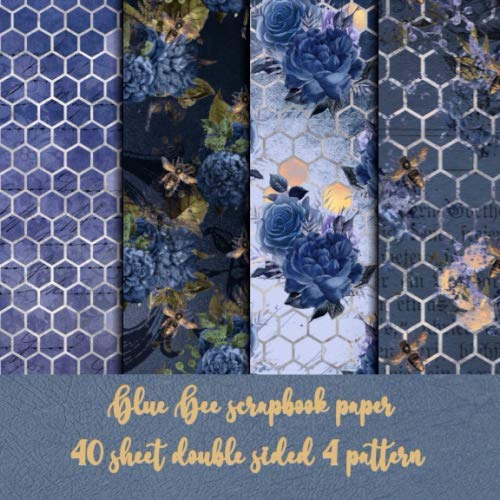 blue bee scrapbook paper 40 sheet double sided 4 pattern: bee watercolor paper for scrapbooking & origami & invitation & gift wrapping (busy bee the wonderfull insect)