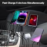 USB C Adaptateur de chargeur de voiture, 5 Ports 75W PD 3.0 Chargeur de téléphone de voiture charge rapide Compatible avec iPhone COMMISSION ÉCONOMIQUE POUR L'EUROPE Pro Max Series, iPad Pro, Galaxy S24/S23/S22/Note 20, Androïde.