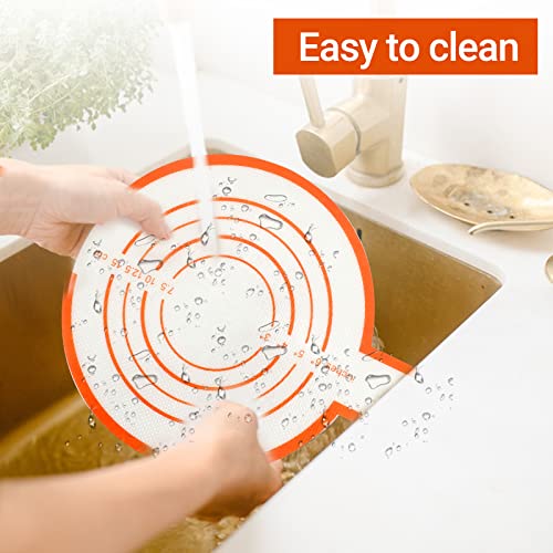 Silicone Baking Mat For Dutch Oven Bread String 8.3 Inch Reusable Non Stick Baking Mat With Long Handle Silicone Baking Sheets Heat Resistant Baking Bread Pad For Dough Pastry (Blue & Orange) #TOP7