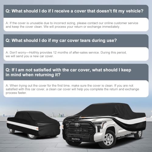 Image of 10 Layers Truck Cover Waterproof All Weather Custom Fit Toyota Tundra(2021-2026) Double Cab /CrewMax Cab Short Bed, Outdoor Full Exterior Pickup Car Cover Sun Rain Snow Ice Protection. Black