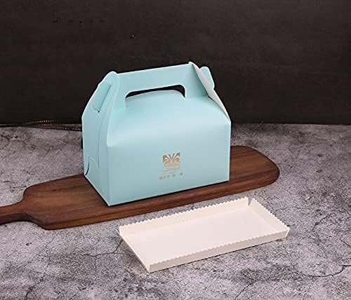 10pcs Swiss Roll Baking Cake Packaging Portable Western Cake Cheese Box Mousse Long Gold Stamping Box Baby Shower Part (9x16.3x10cm6,10pcs One Pack)