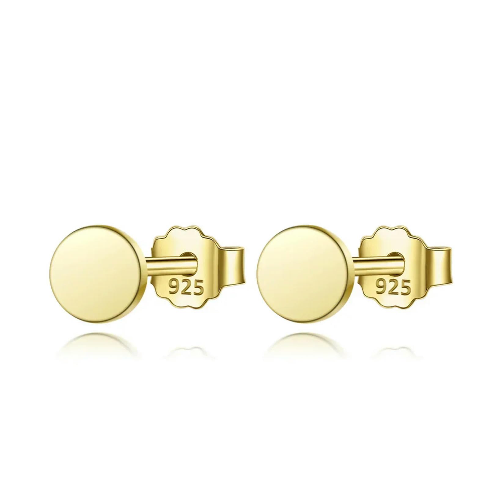 ISCBAFYX 925 Sterling Silber Gold Dreieck Herz Stern Kreuz Runde Ohrstecker für Frauen Silber 925 Schmuck