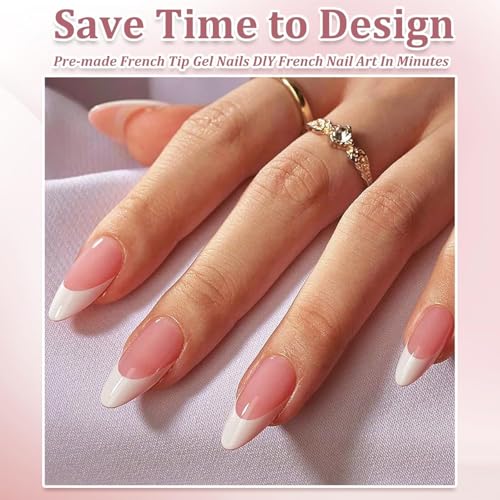 Image of 9 Color Press On Nails Fake Nail 216 Pcs, French tip press-on nails, Press on Nail, Artificial Nail Extensions Combo in Multicoloured, Full Cover Glossy Nude False Acrylic Nails for Women Girls (02, 216 count (Pack of 1))
