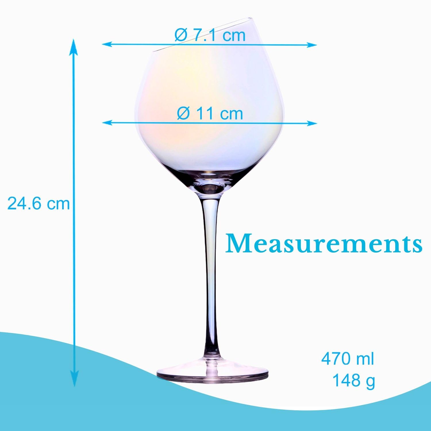 INTIRILIFE 6x Wein Glas mit moderner Kante - 470 ml Füllmenge und Regenbogen Schimmer - Rotwein Glas Kelch Spülmaschinenfest Kristallglas stoßfest