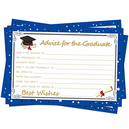 Image of Graduation Wish & Advice Cards - 50PCs Graduate Party Supplies Advice Card for Class of 2026 Graduations Party, Graduate Favors Cards for High /College /Senior School