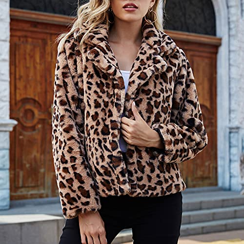 Micozy Womens Fleece Button Jackets Women's Winter Long Sleeve Leopard Coat Padded Thicken Fleece Lapel Overcoat (Yellow, L) #TOP4