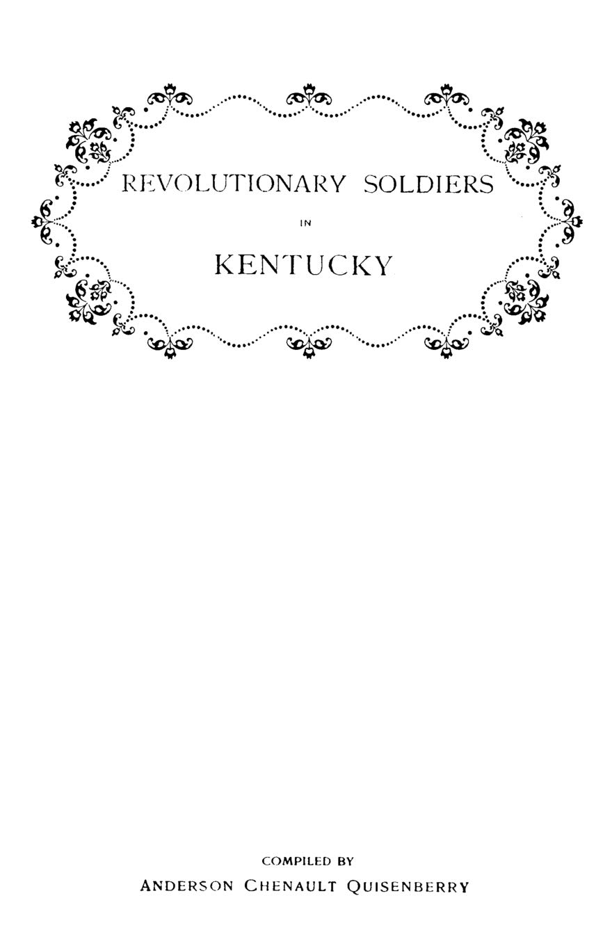 Revolutionary Soldiers in Kentucky : Also a Roster of the Virginia Navy