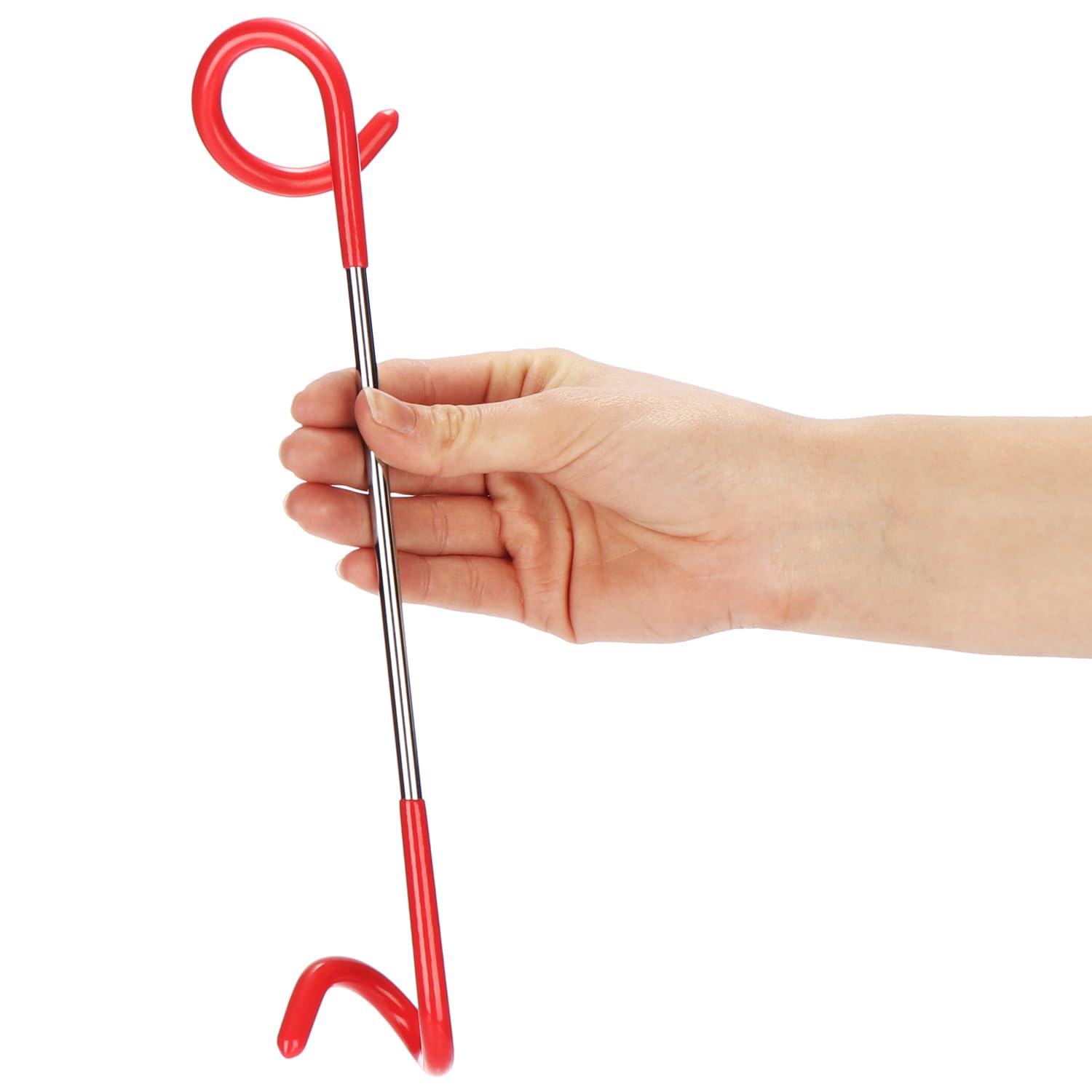 com-four® 2X Porta Lanterna per Campeggio e Giardino - Gancio per Lanterna - Gancio per Pali della Tenda - Sospensione per Lampada da Tenda - Gancio per Appendere (2 Pezzi - Colore Rosso + Argento)