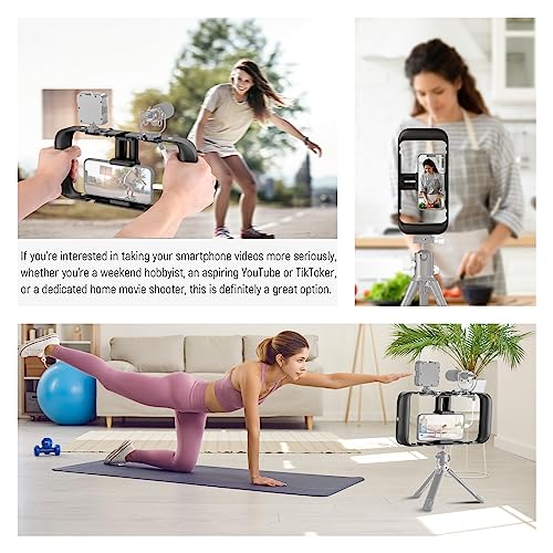Image of NEEWER Mobile Phone Video Rig, Mobile Phone Grip Stabiliser Cage with Cold Shoe and 1 /4 Inch Thread, Video Recording Film Rig, Compatible with iPhone 16 15 Pro Max Plus 14 13 Mini X XS Max XR