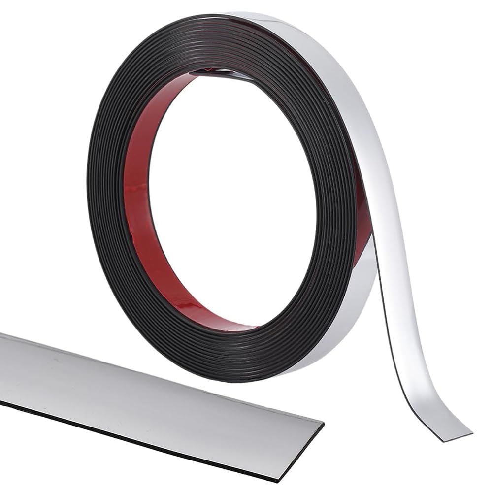 GORGECRAFT 5m*15mm Modanatura Rimuovi e Incolla Argento Flessibile Bordo Specchio Striscia Decorativa Autoadesiva per Parete Soffitto Pannello Pavimento Armadietto Piastrella Bordo Angolo Telaio