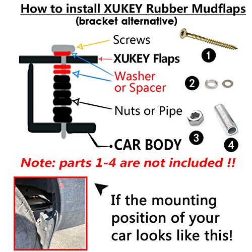 Image of XUKEY Universal Heavy Duty Rubber Mud Flaps for Car, Pickup, SUV, Van, Trucks, RV, Semi-Truck, 4WD Off-Road, 15x12 Inch, 4mm Thick, Set of 4, Front and Rear Splash Guards