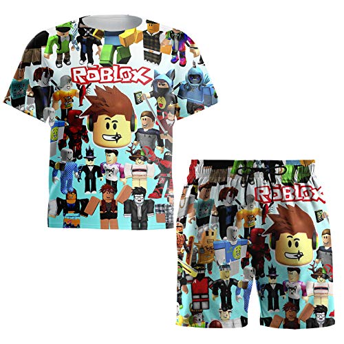 Ro-blox Youth Boys 2 Pieces Swimsuit Set Teens Rashguard and Trunk Shorts Kids Bathing Suit Swimwear M