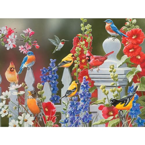 Bits and Pieces - Rompecabezas de 300 piezas para adultos - 18" x 24" - Pájaros de primavera - Rompecabezas colorido de piezas grandes de pájaros y flores por William Vanderdasson miniatura 2