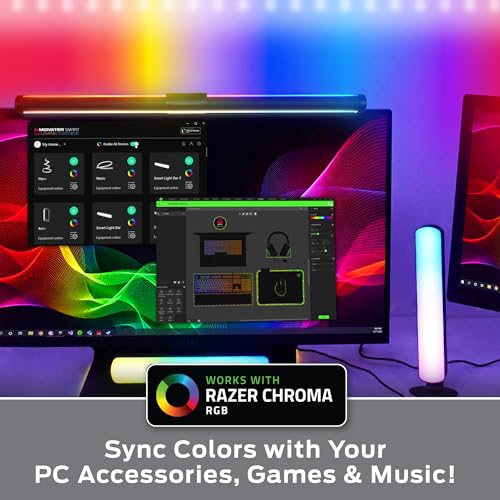 Image of Monster Smart 6.5ft Indoor Multi-Color Light Strip, Sound Reactive, Razer Chroma
