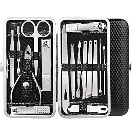 BEAUTY Professional 16 in 1 Stainless Steel Manicure Pedicure Self Care Kit with Leather Case-picture-49
