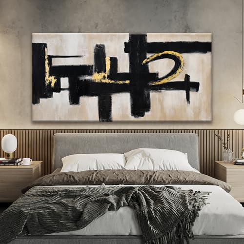 QSQ Large Black And Gold Abstract Canvas Wall Art Decor Picture 29 x 58 by QSQ - Used condition - Image 5