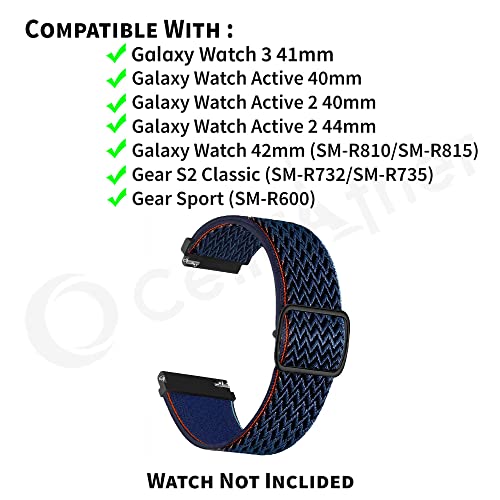Image of CellFAther 20mm Watch Band Elastic Nylon Loop with Quick Release pins Compatible with Samsung Galaxy Watch Active 2 44,40mm / Galaxy Watch 3 41mm / Galaxy Watch 42mm /Gear S2 /Classic (Midnight Blue)