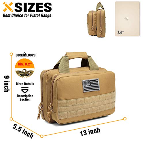 DBTAC Gun Range Bag XS | Tactical 1~2 Pistol Bag Firearm Shooting Case with Lockable Zipper for Handguns and Ammo (Tan) - Thumbnail 5