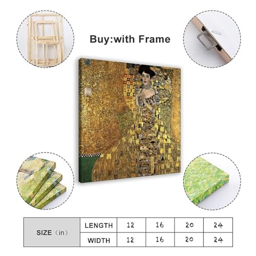 Toile Adele Bloch-bauer Klimt 61 x 61 cm cadre bureau décoration murale salon - 5
