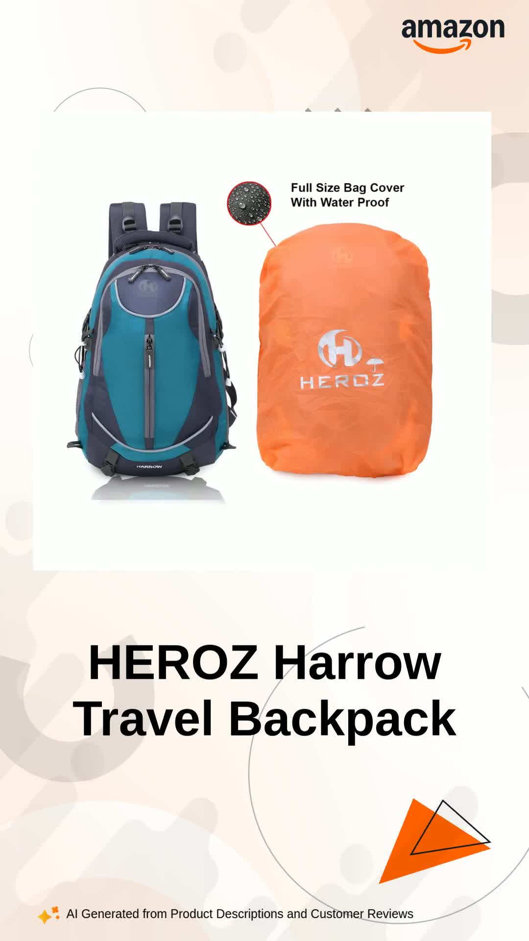HEROZ Harrow 45 Ltrs Travel Laptop Backpack Slim Durable College