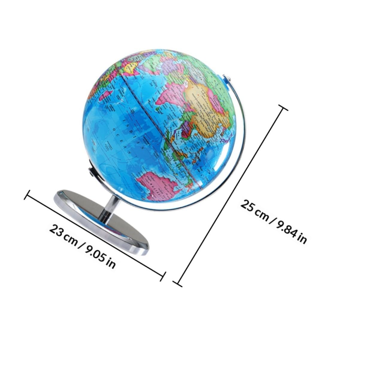 HOMSFOU Globo Terráqueo Iluminado con Soporte Plateado, 20 Cm, Educativo, Globo Geográfico de Aprendizaje con Luz LED para Estudio y Decoración Infantil